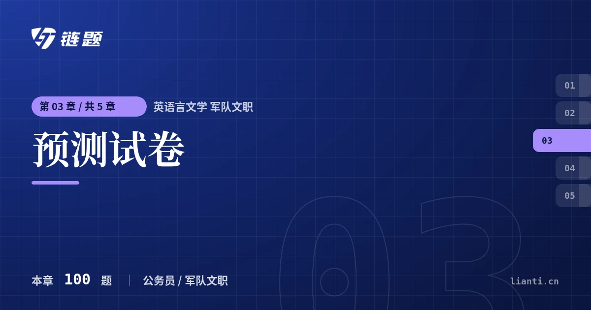 英语言文学 军队文职 预测试卷章节封面