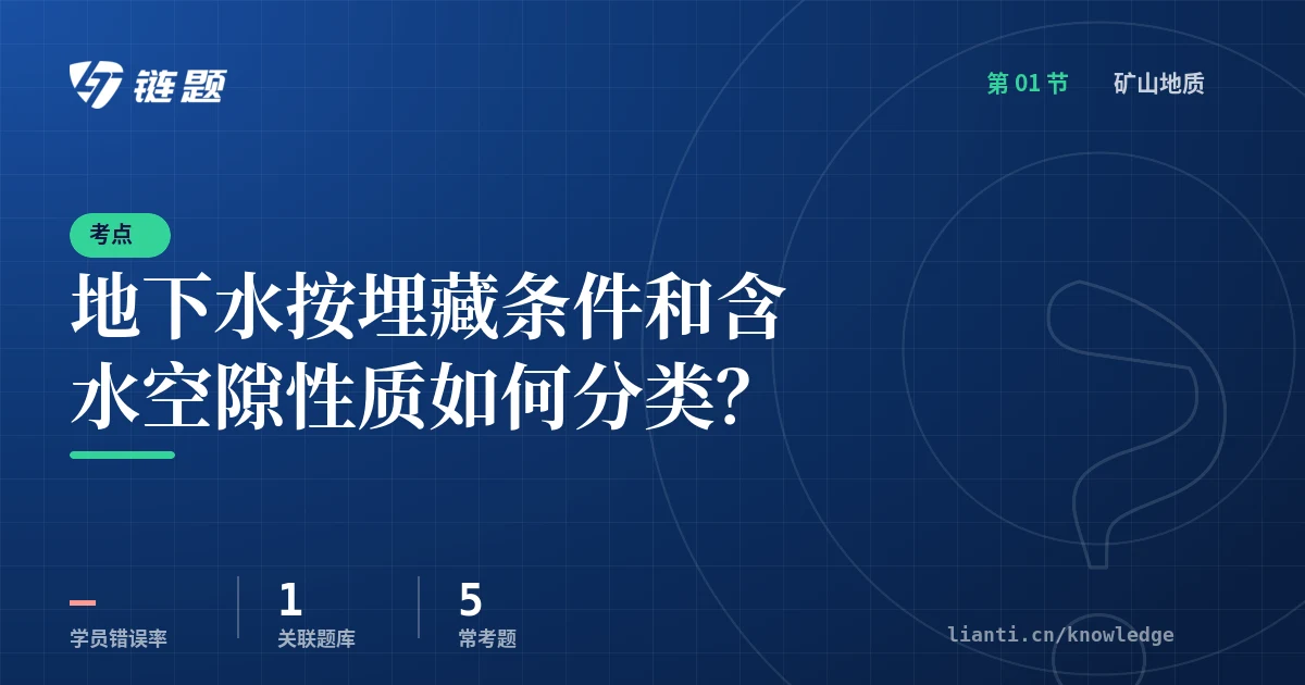 链题考点：地下水按埋藏条件和含水空隙性质如何分类？（矿山地质）